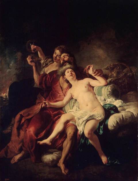 Jean-François de Troy  (1679–1752)  Lot with His Daughters 1721 huile sur toile  234 cm ; Largeur - 178 cm musée de l'Ermitage.jpg